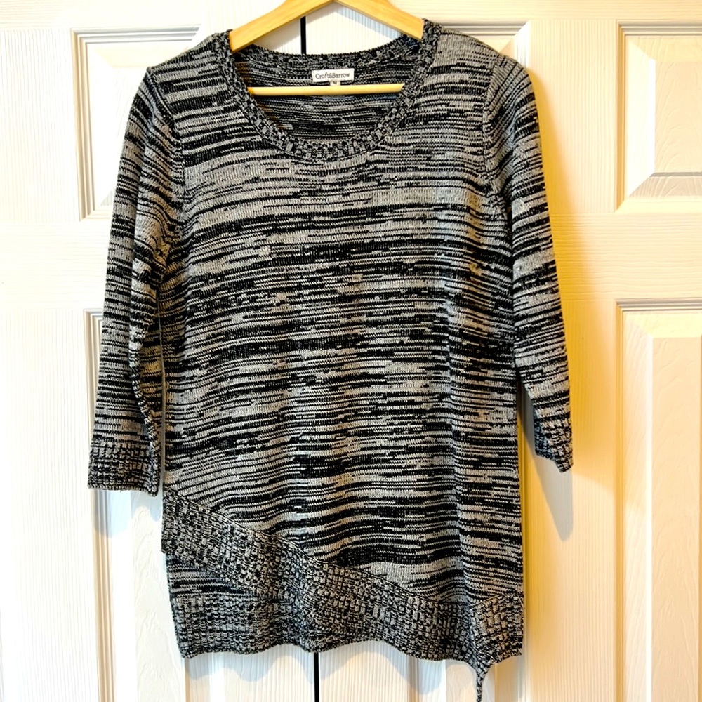Black and Grey, asymmetrical bottom sweater by Croft&Barrow